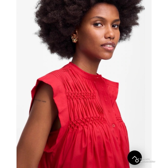 Madewell Watermelon Pink Embroidered Pleated Mini Dress Size Large NWT NO SLIP - Picture 4 of 15